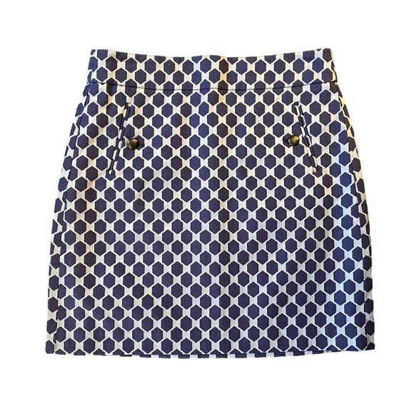 Loft size 2 women's purple and white fully lined A-line skirt with pockets - Picture 5 of 11